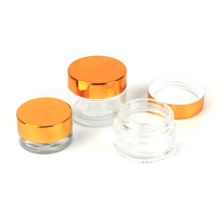 Fancy empty cheapest price Cosmetic empty 15g 20g clear glass cream jars with logo printing