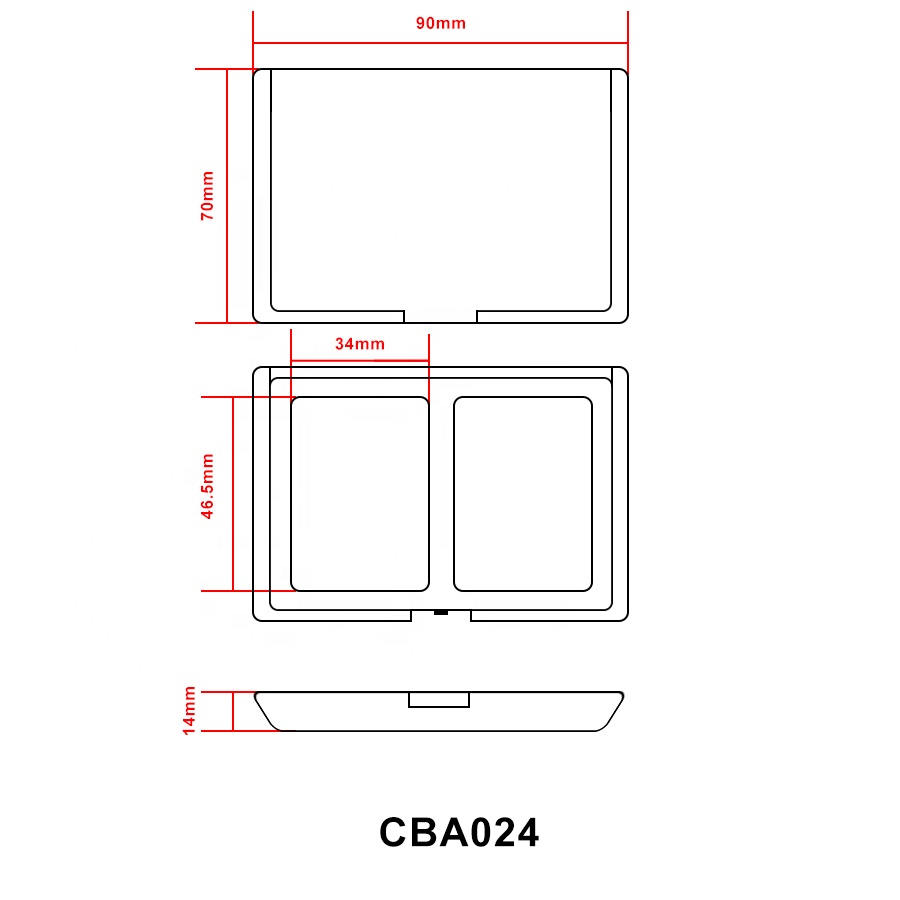 Fancy empty plastic black square blush packing case empty cosmetic compact powder case with mirror
