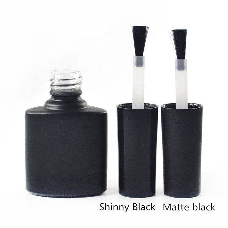 Fancy empty uv gel oval shape clear black amber 7ml 9ml glass UV GEL nail polish glass bottle with brush cap