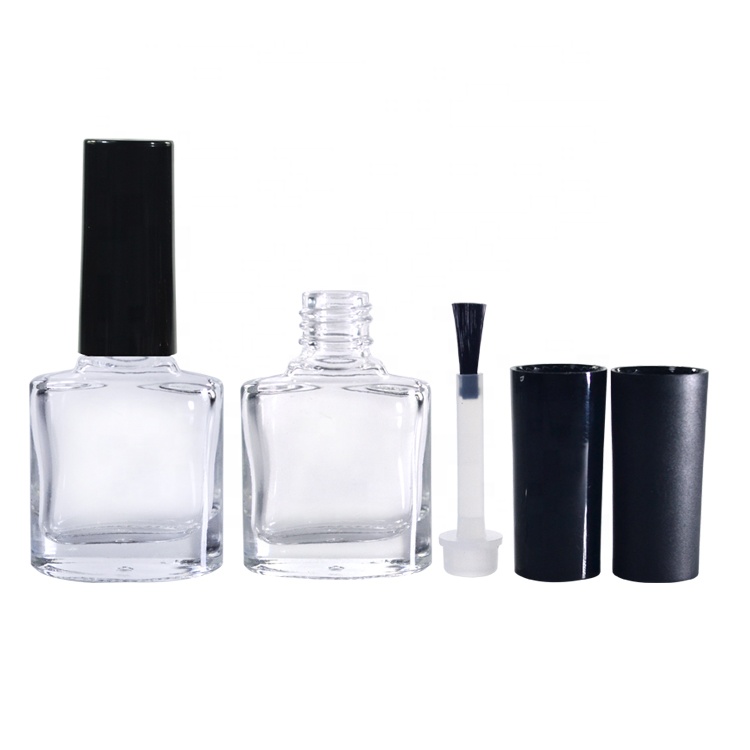 Fancy empty uv gel oval shape clear black amber 7ml 9ml glass UV GEL nail polish glass bottle with brush cap