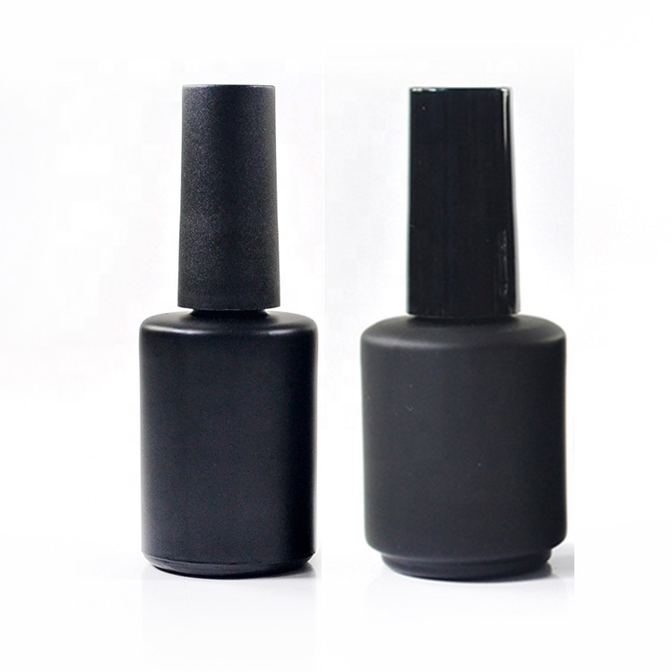 Fancy empty uv gel round shape clear black 10ml 17ml glass UV GEL nail polish glass bottle with brush cap
