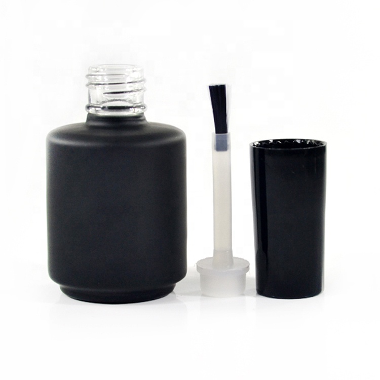 Fancy empty uv gel round shape clear black 10ml 17ml glass UV GEL nail polish glass bottle with brush cap