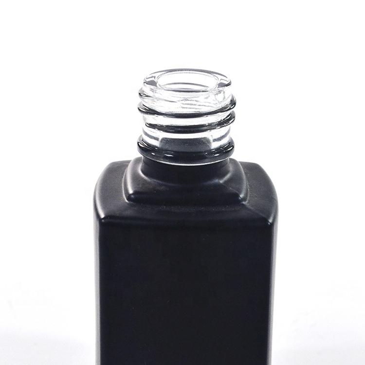Fancy empty uv gel square shape clear black 11ml 14ml glass UV GEL nail polish glass bottle with brush cap