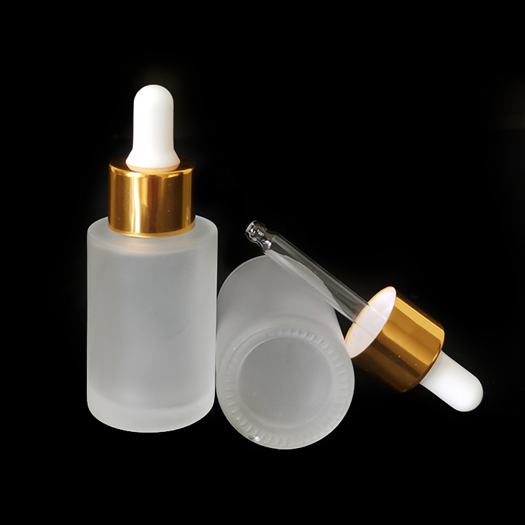 Fancy essential oil bottle frosted 30 ml serum glass bottle luxury glass dropper bottle with packaging tube