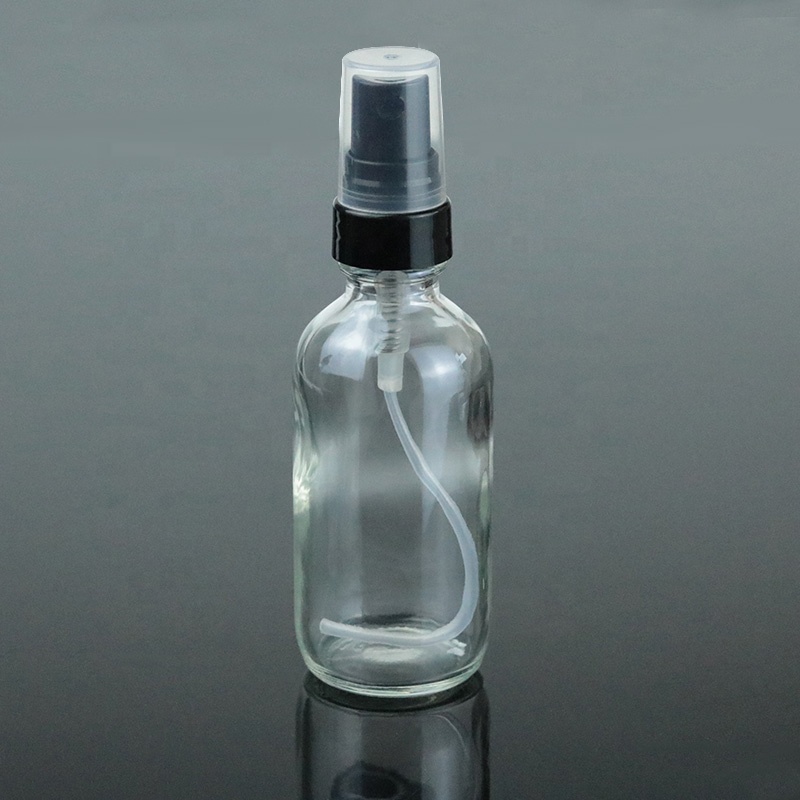 Fancy factory 1 oz 30ml clear empty boston round glass bottle with mist spray (BRS06)