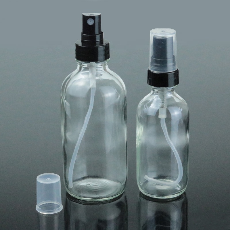 Fancy factory 1 oz 30ml clear empty boston round glass bottle with mist spray (BRS06)