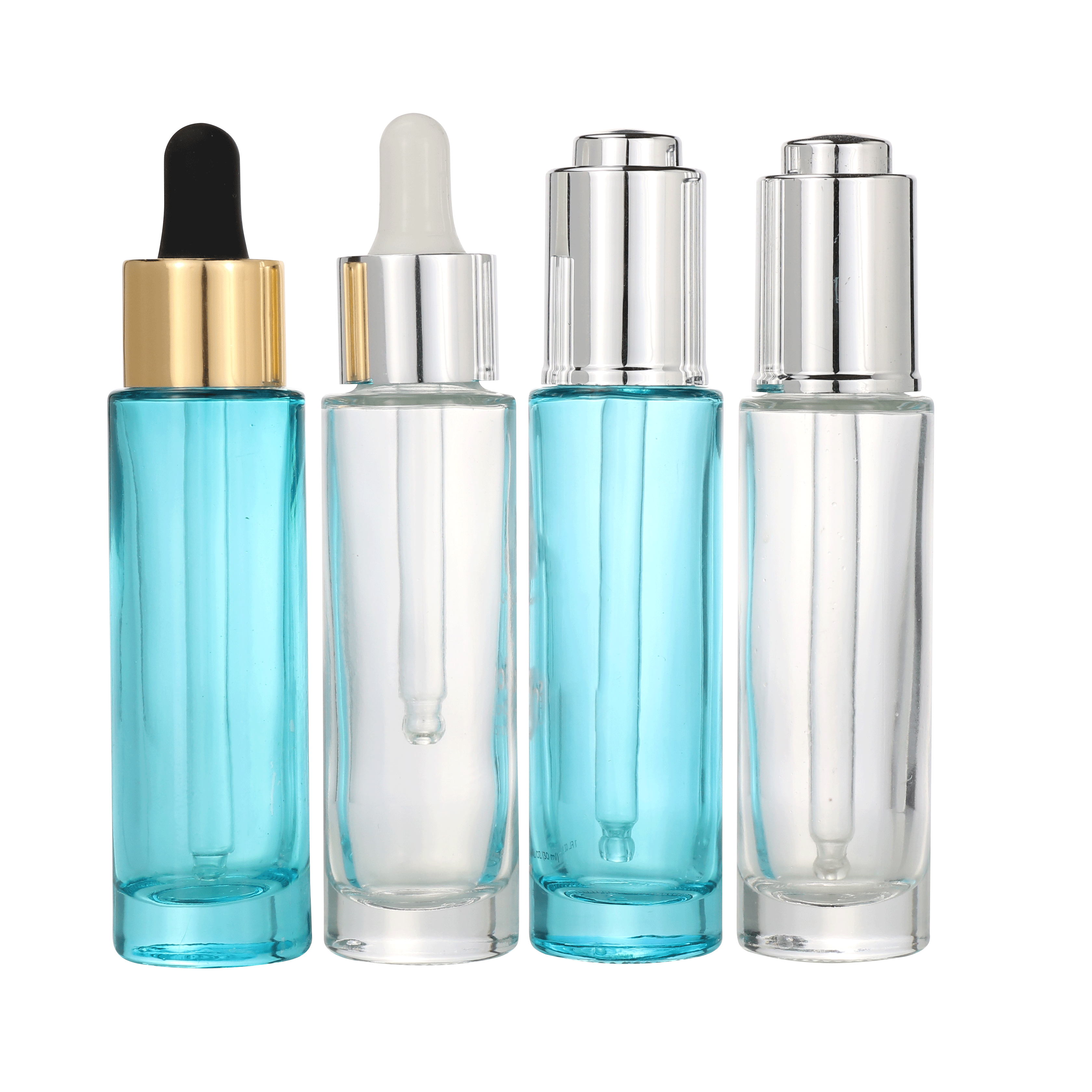 Fancy label 15ml 20ml 30ml printing push button pump colored glass cosmetic dropper bottles packaging bottle with dropper