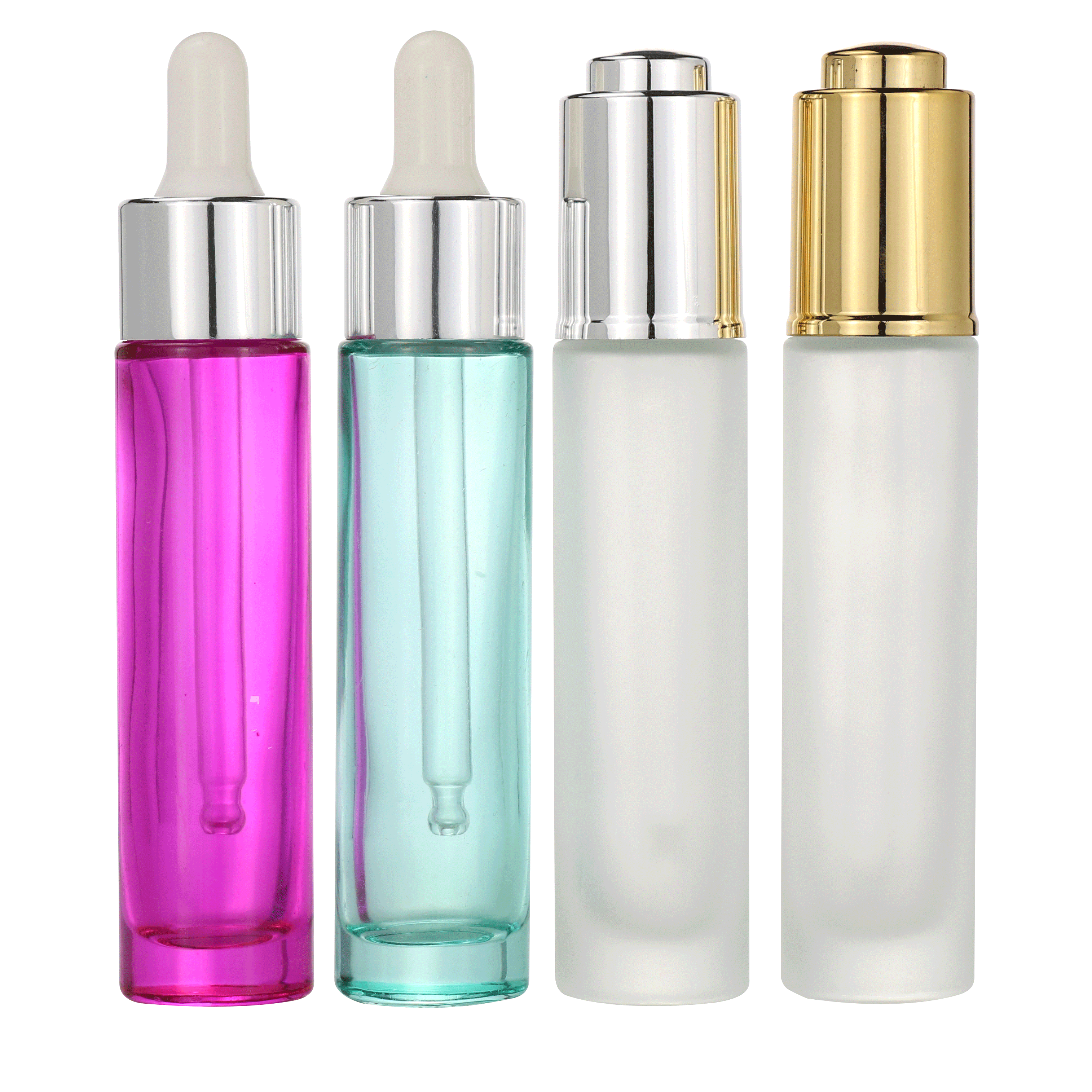 Fancy label 15ml 20ml 30ml printing push button pump colored glass cosmetic dropper bottles packaging bottle with dropper