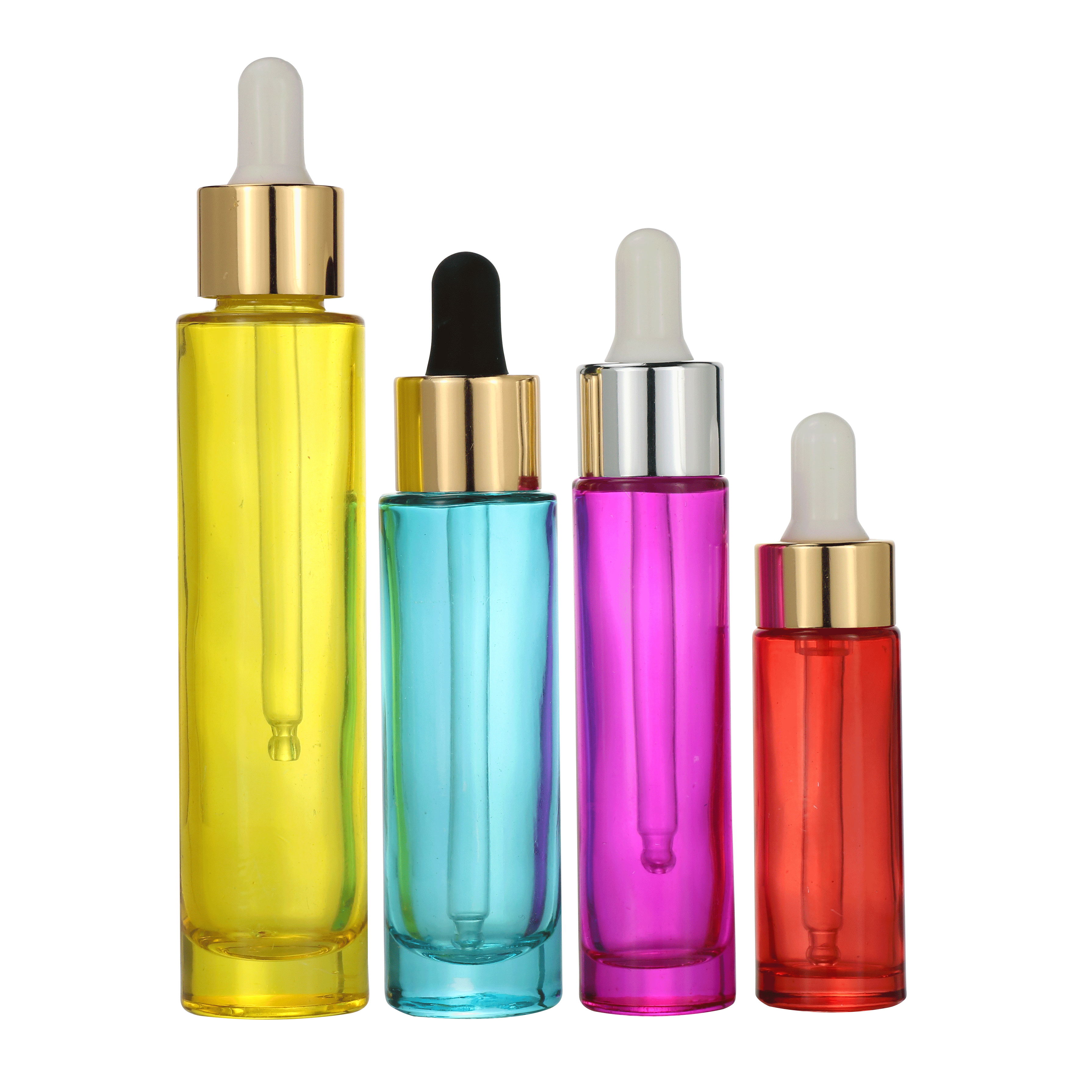 Fancy label 15ml 20ml 30ml printing push button pump colored glass cosmetic dropper bottles packaging bottle with dropper