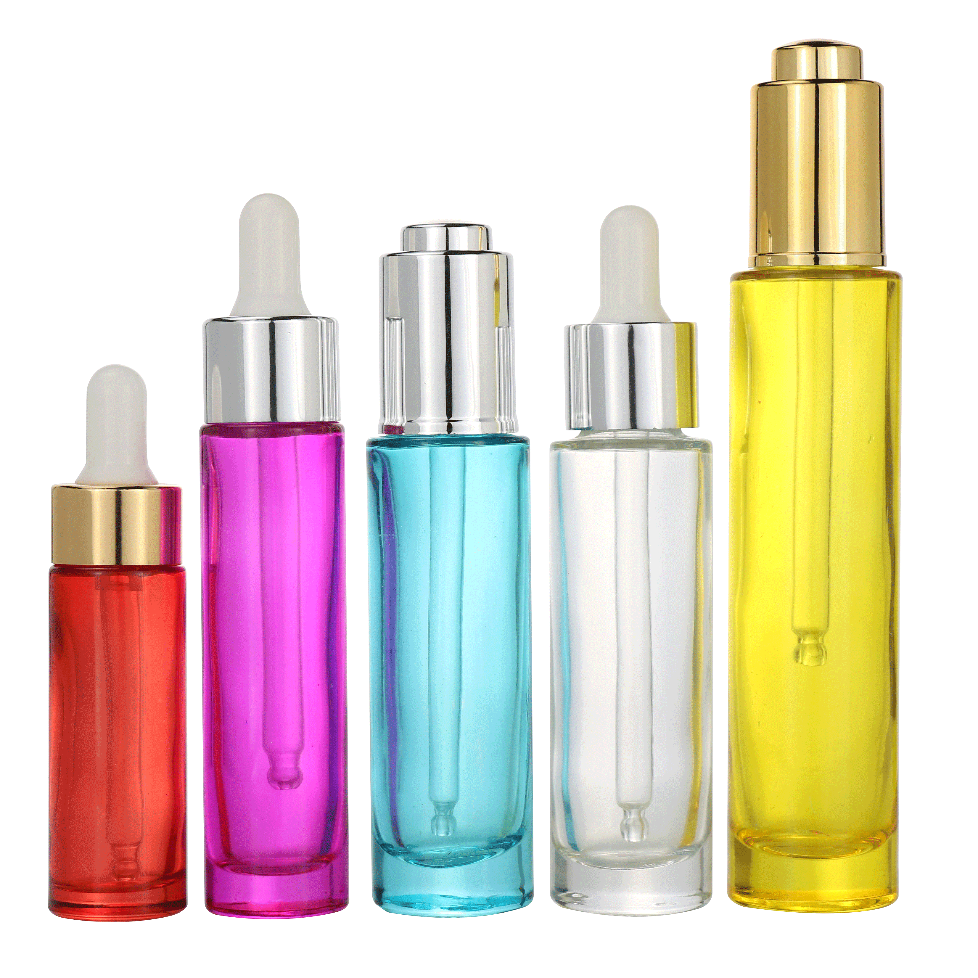 Fancy label 15ml 20ml 30ml printing push button pump colored glass cosmetic dropper bottles packaging bottle with dropper