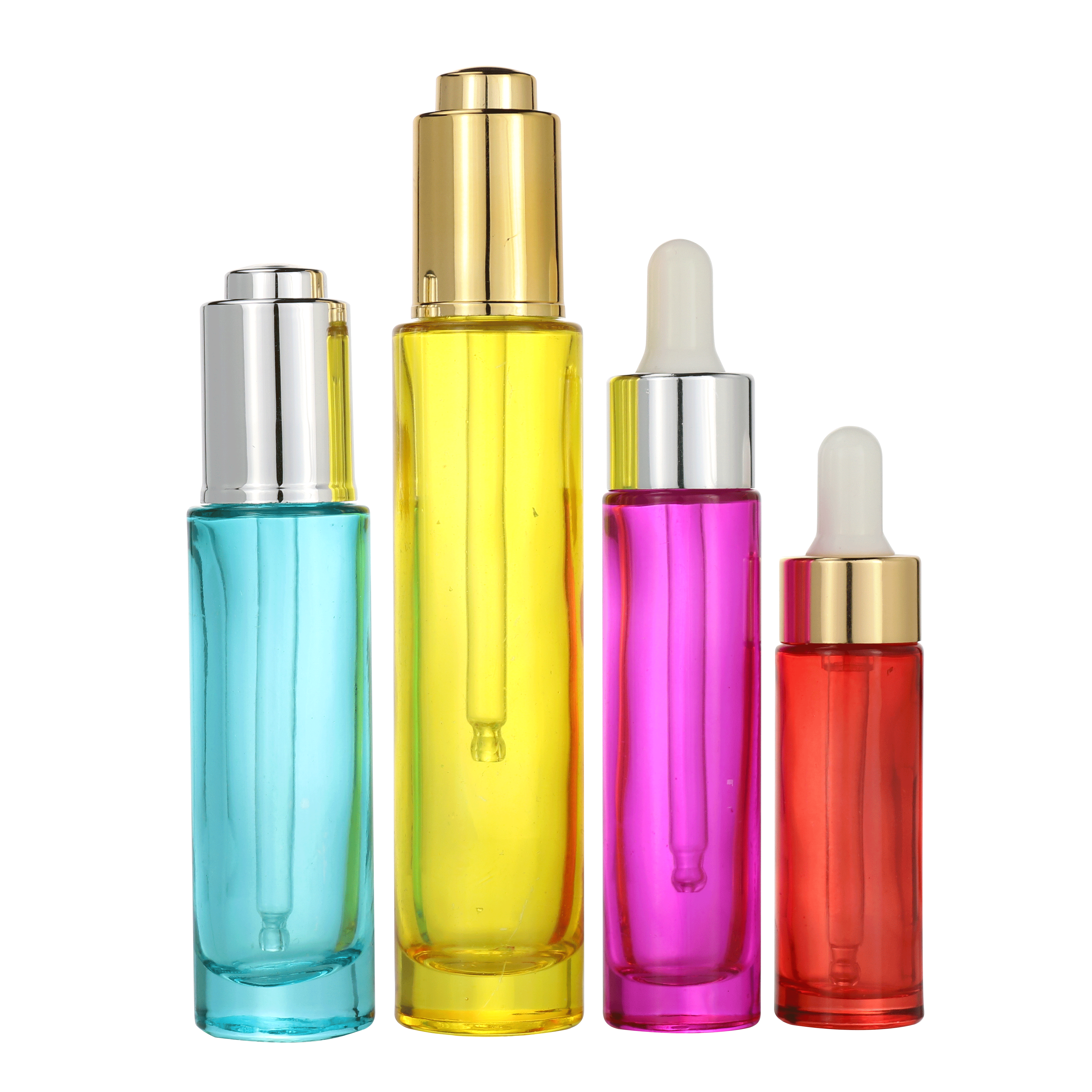 Fancy label 15ml 20ml 30ml printing push button pump colored glass cosmetic dropper bottles packaging bottle with dropper