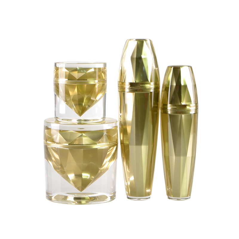 Fancy luxury cosmetic containers acrylic diamond series cream jar and lotion bottle