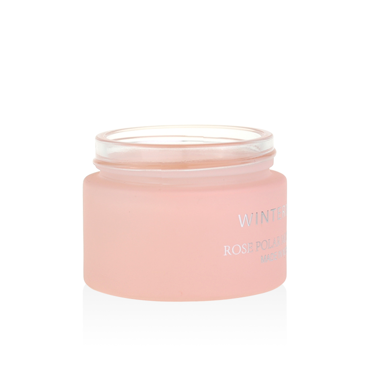 Fancy matte pink yellow amber glass jar aluminium lid cosmetic body scrub empty cylinder glass jar 20g 30g 50g 100g 2oz 4oz 8oz