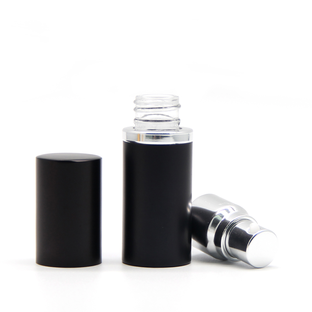 Fancy new design products 2019 50ml black airless pump glass cosmetic bottle
