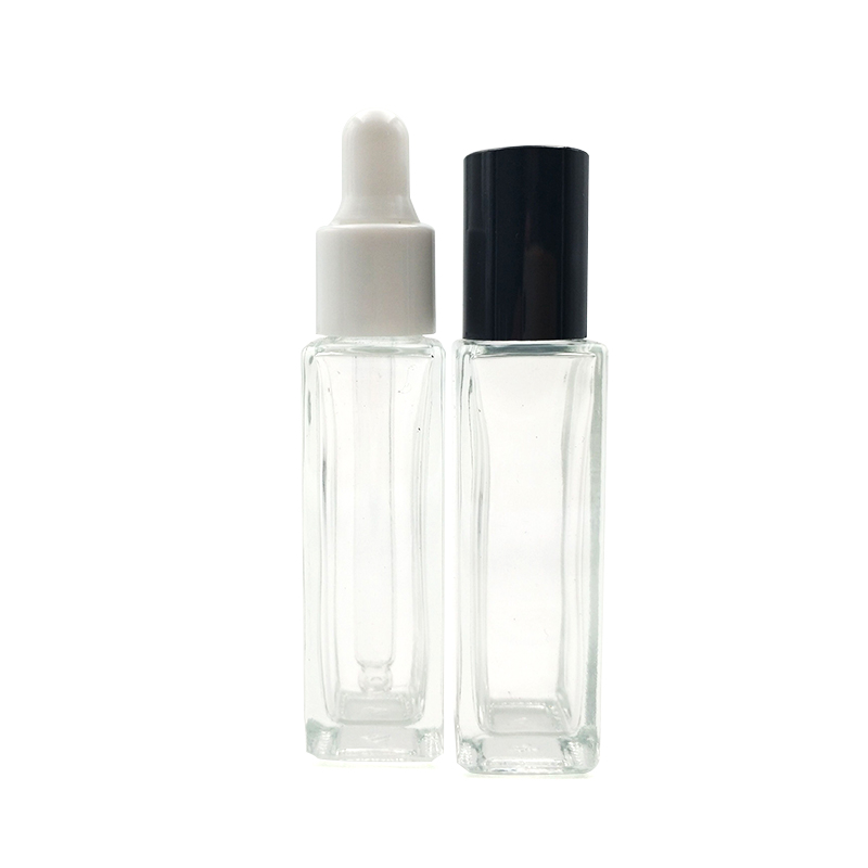 Fancy rectangular Clear glass dropper bottle 10ml essential/beard oil square glass e liquid bottle