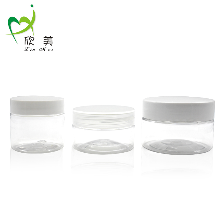 Fancy screw empty round white 300ml 4oz 50g empty pp 10g pet jar aluminum lid 250ml Black PET jar with aluminum lid