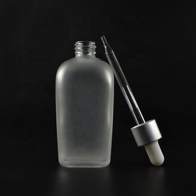 Fancy square 15ml 20ml 30ml 50ml 100ml 30 ml clear frosted clear perfume glass dropper bottle with gold hollow caps
