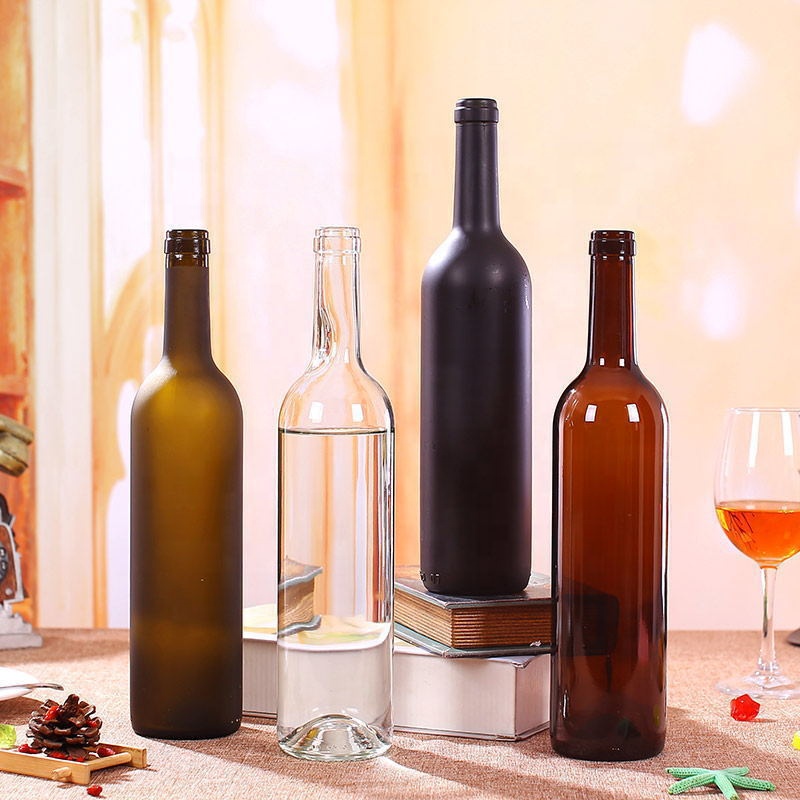 Fancy top grade 750ml bordeaux glass bottle for wine