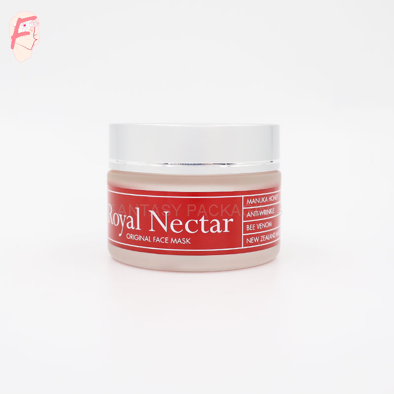 Fantasy custom made OEM painted white and black logo silkscreen printing 100g glass cream jar with matt silver cap and gasket