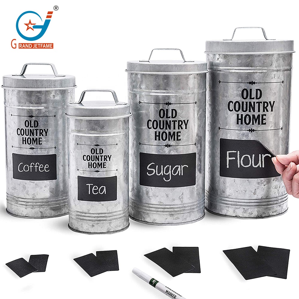 Farmhouse Kitchen Canisters Set Bonus Removable Chalkboard Labels & Marker Included
