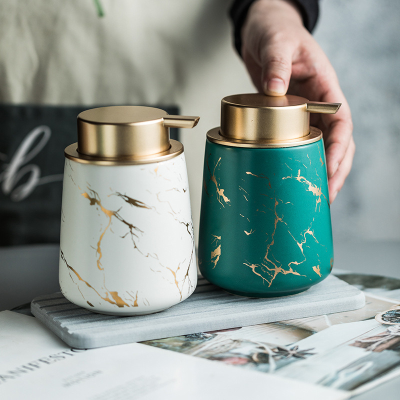 Fascinating Porcelain Marbling round Hand sanitizer soap dispenser bottle