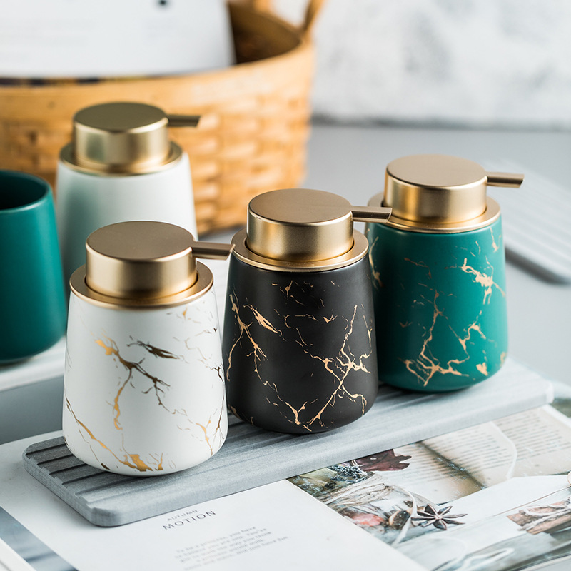 Fascinating Porcelain Marbling round Hand sanitizer soap dispenser bottle