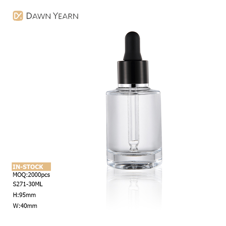 Fashion Custom OEM cylindrical foundation glass bottle dropper premium 30ml serum essential oils bottles
