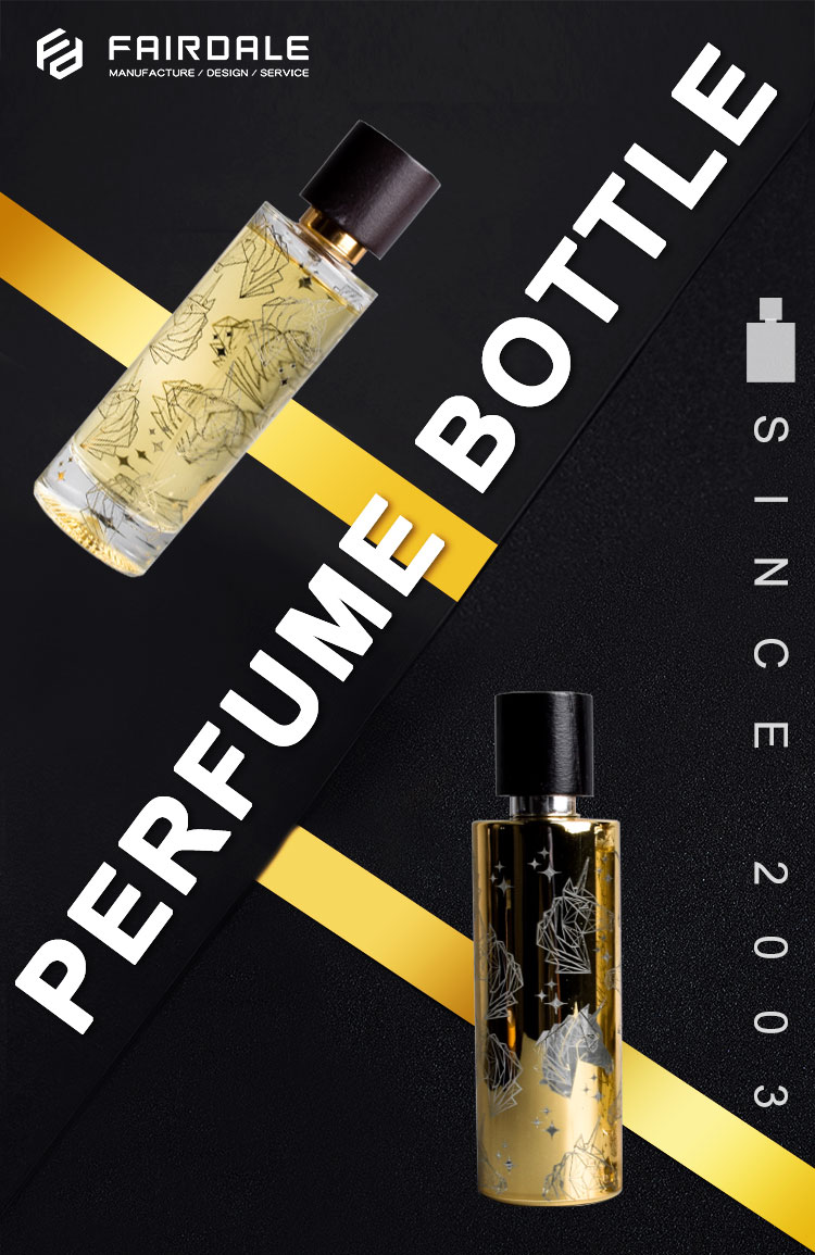 Fashion Design 100ml Black Empty Glass Perfume Spray Bottle With Wood Cap
