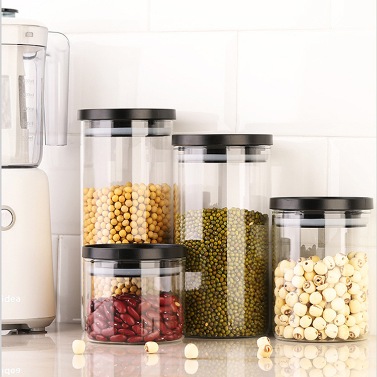 Fashion Design 500Ml Clear High Borosilicate Glass Storage Jar With Wood Lid