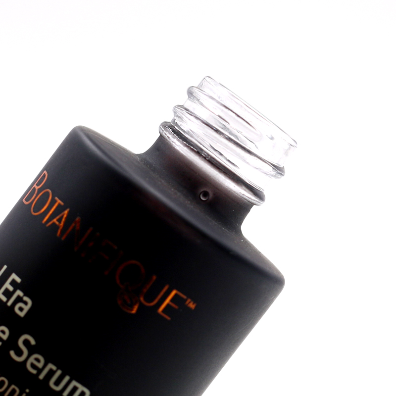 Fashion Design Black Frosted Packaging Empty Glass Cosmetic Bottle With Hot Stamping