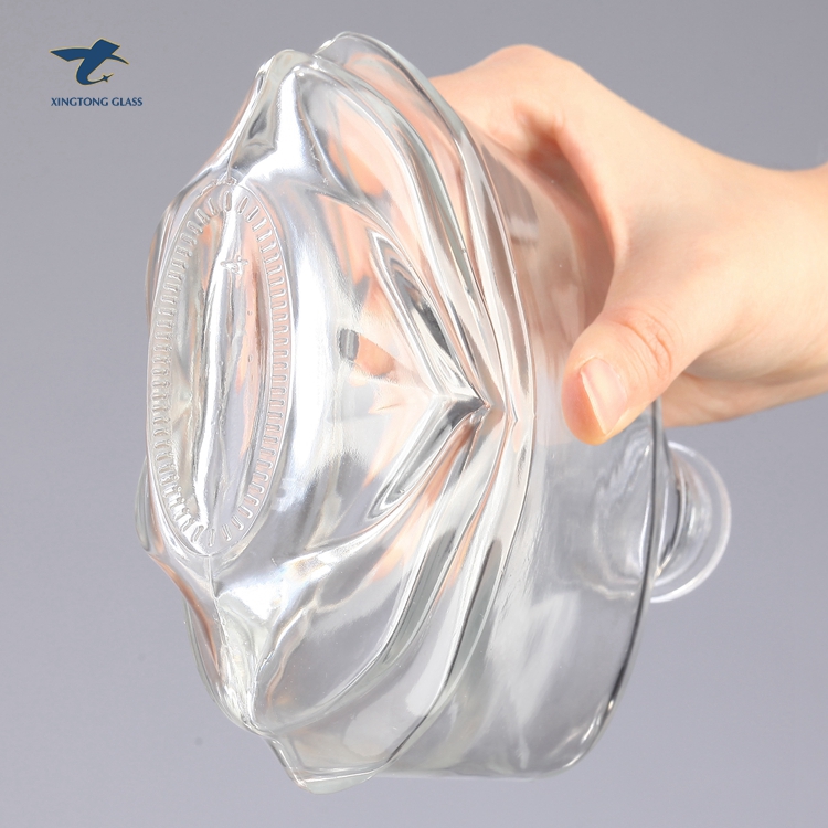 Fashion Design British Standard Clear Transparent Brandy Glass Bottle With Lid