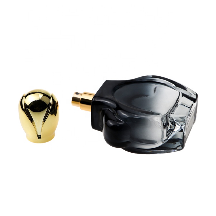 Fashion Design Unique Shaped Black Gradient Empty 100ml Glass Perfume Bottle With Gold Cap