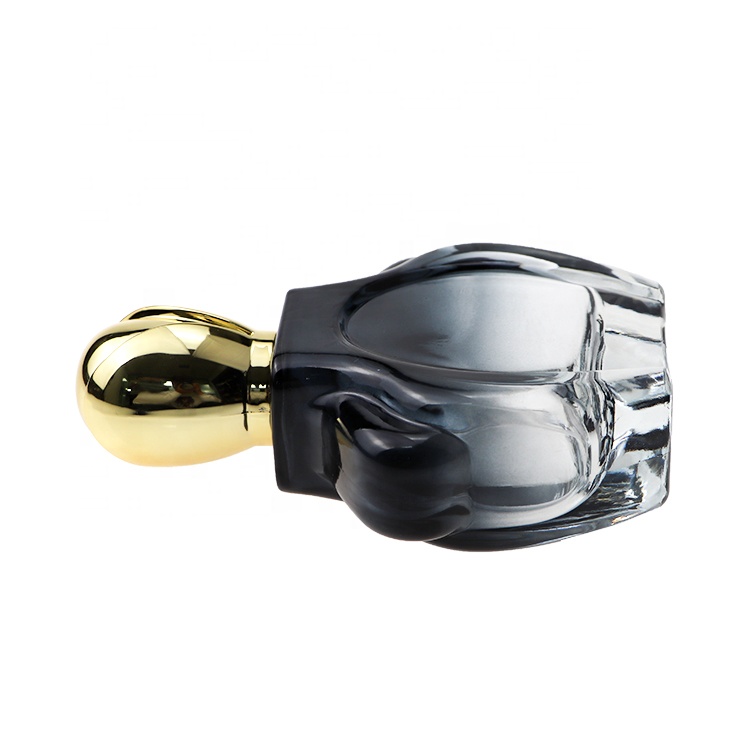 Fashion Design Unique Shaped Black Gradient Empty 100ml Glass Perfume Bottle With Gold Cap