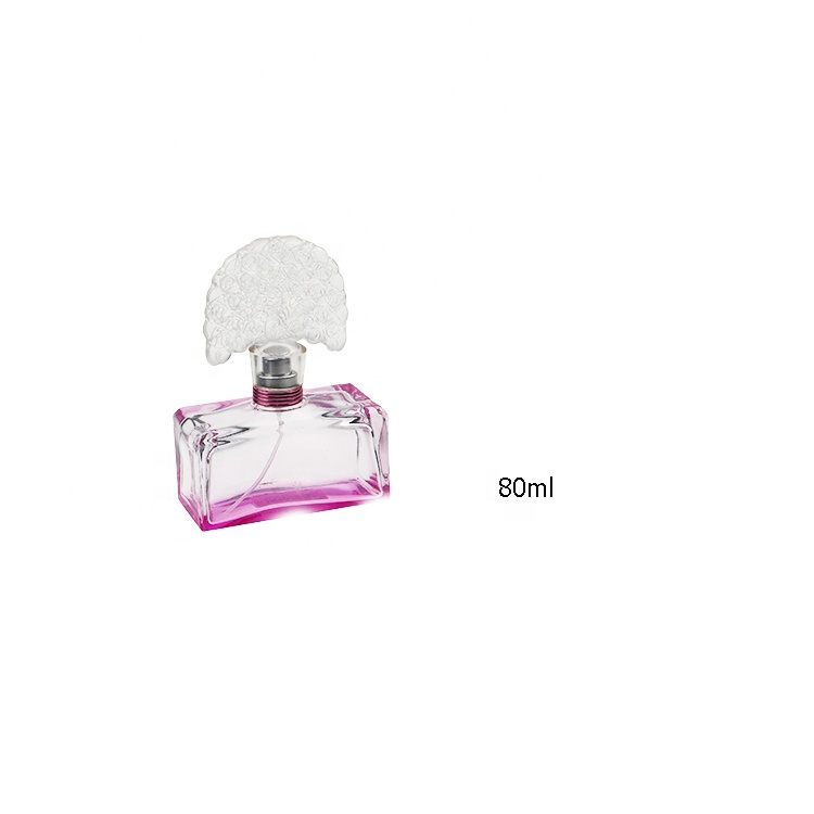 Fashion Luxury Square Pink 80 ml Perfume Bottle With Flower Cap