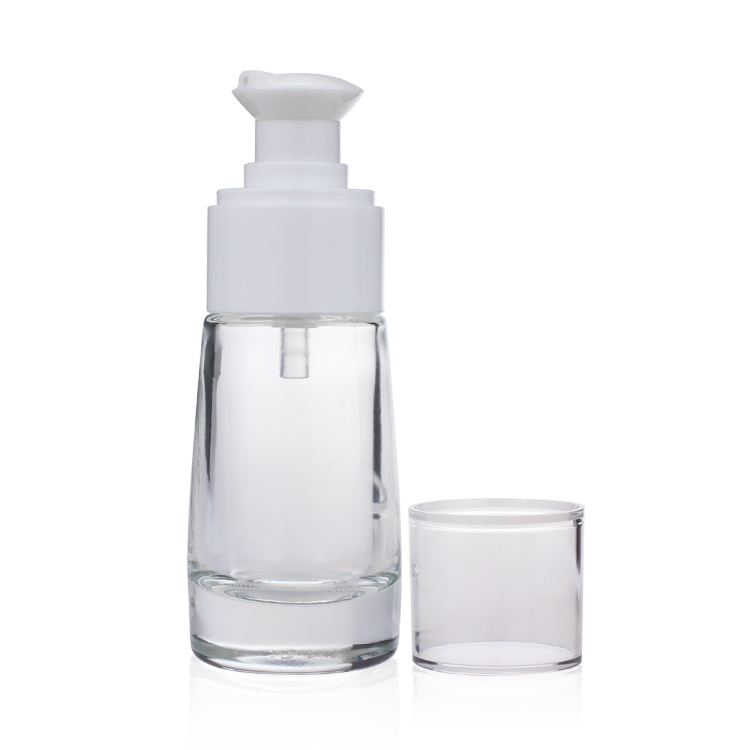 Fashion Oil Cosmetic Glass Bottle 30ml Lotion Pump Liquid Foundation Serum Bottle