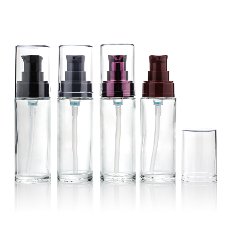 Fashion Oil Cosmetic Glass Bottle 30ml Lotion Pump Liquid Foundation Serum Bottle