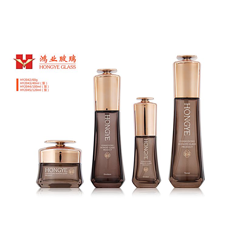 Fashion Packaging sea blue color empty cosmetic sets spray glass bottle with pump HY2042
