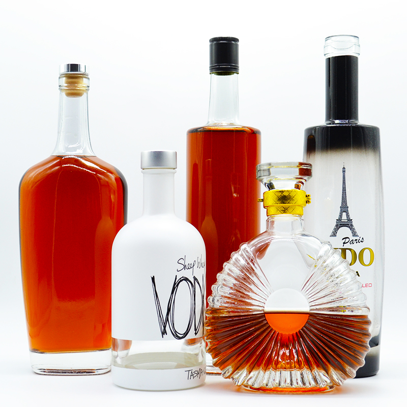 Fashion Shape Super Flint Brandy Spirits Wholesale Empty White Liquor xo Glass Bottle