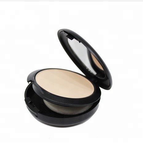 Fashion classic circular plastic makeup compact powder case cosmetic packaging supplier