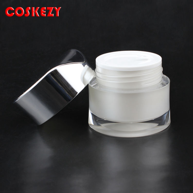 Fashion design white frosted cosmetic containers body cream diamond cosmetic jars 30g 50g