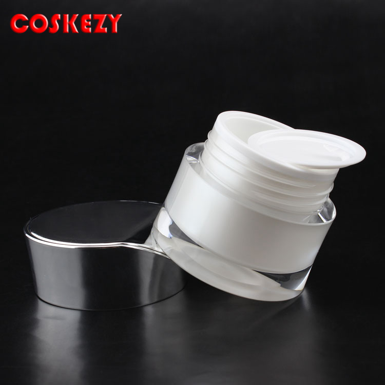 Fashion design white frosted cosmetic containers body cream diamond cosmetic jars 30g 50g