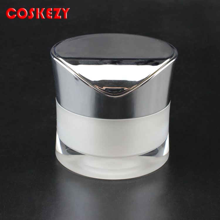 Fashion design white frosted cosmetic containers body cream diamond cosmetic jars 30g 50g