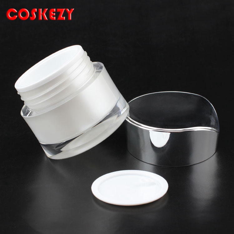 Fashion design white frosted cosmetic containers body cream diamond cosmetic jars 30g 50g