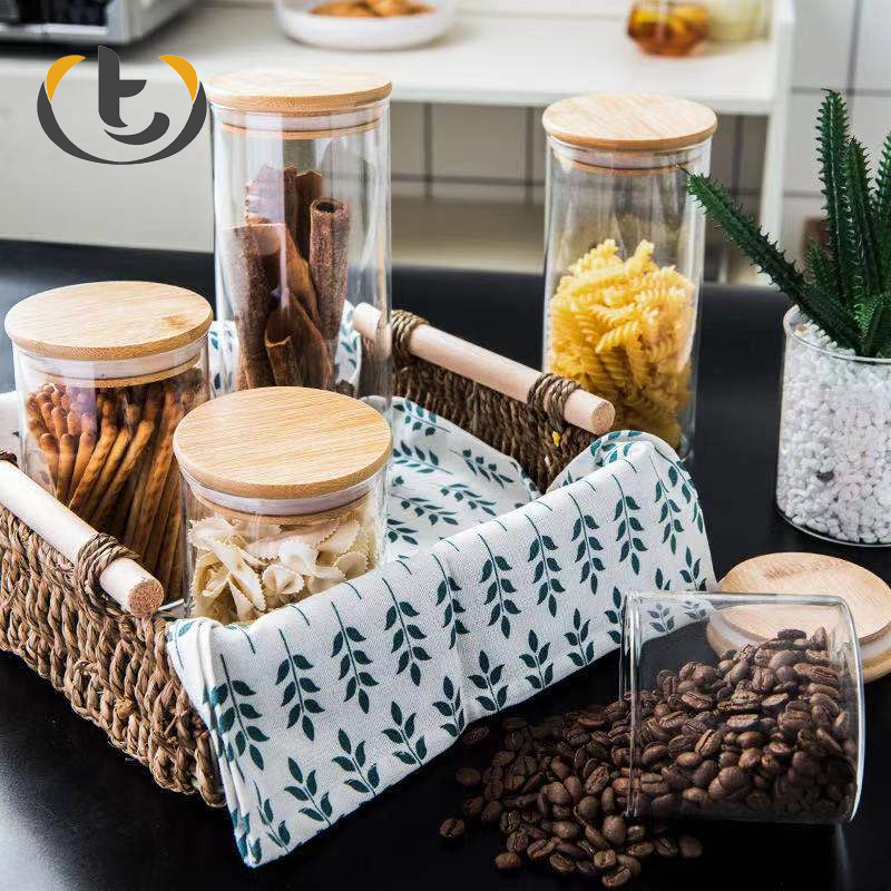Fashion glass jar 300ml with airtight lid glass jar for flower