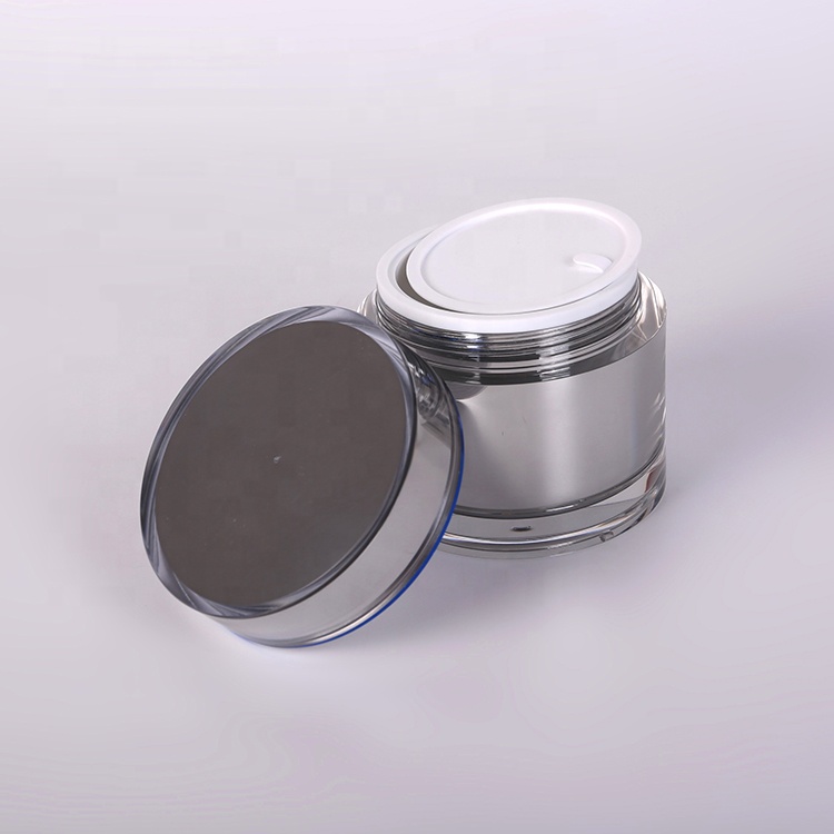 Fashion silver screw cap luxury face oval round acrylic cream jar