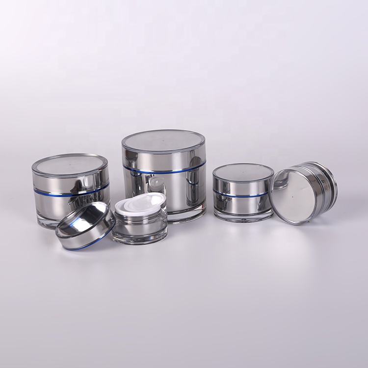 Fashion silver screw cap luxury face oval round acrylic cream jar
