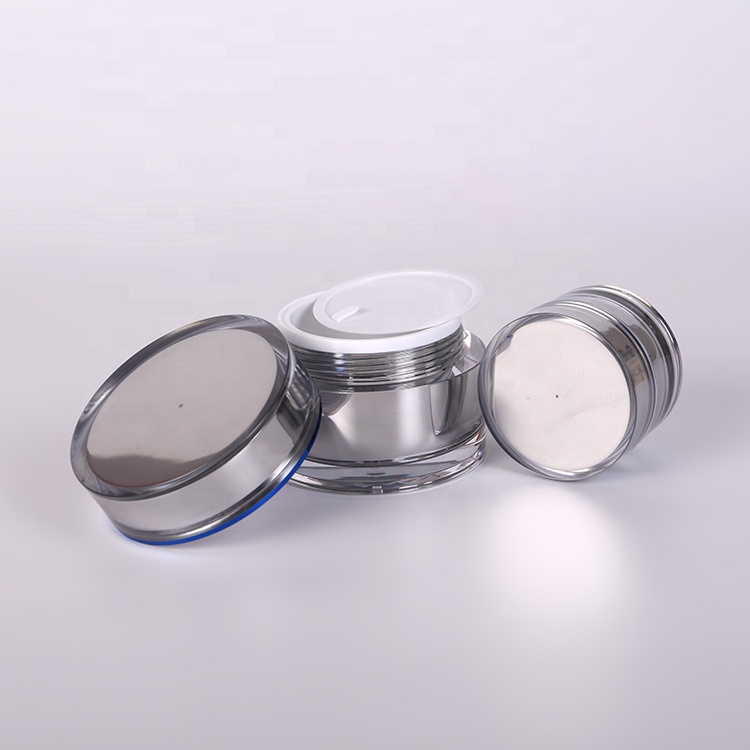 Fashion silver screw cap luxury face oval round acrylic cream jar