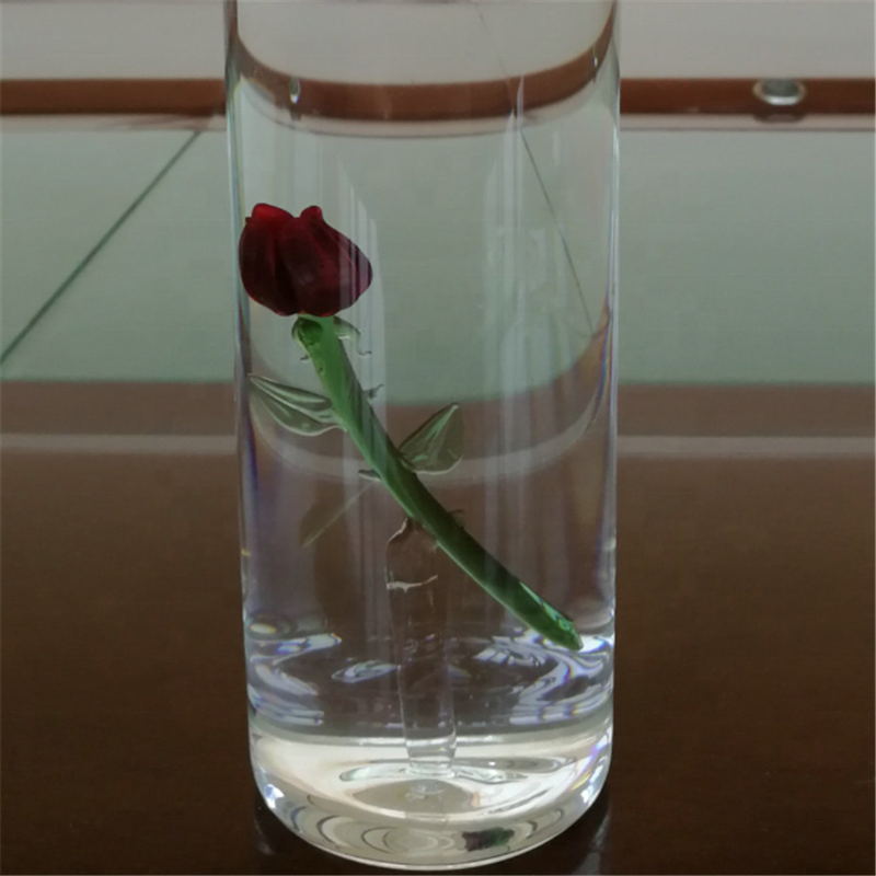 Fashion special shape rose flower inside glass decnter whiskey tequlia absolute vodka glass bottle