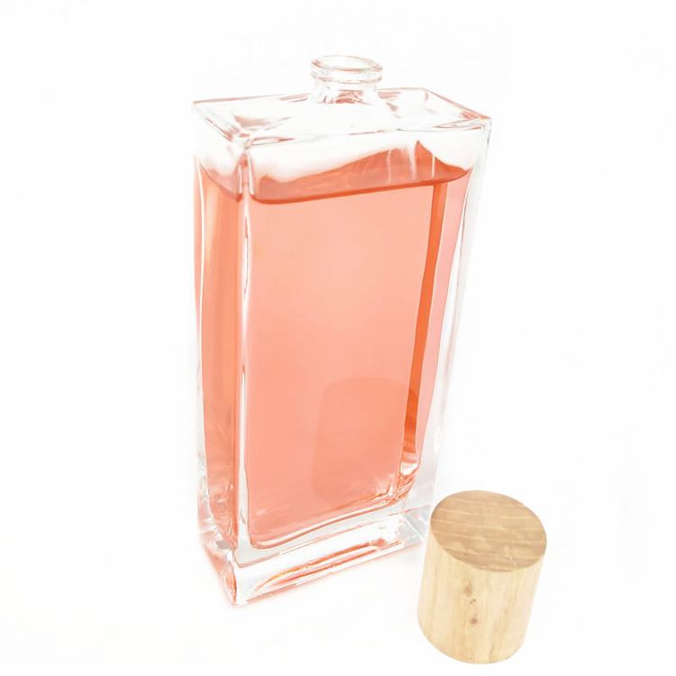 Fashion wooden lids empty perfume bottles 50 ml glass spray for perfume oil bottles 100ml
