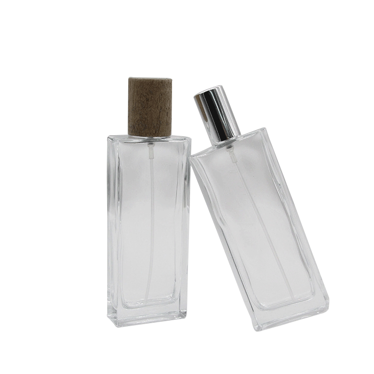 Fashion wooden lids empty perfume bottles 50 ml glass spray for perfume oil bottles 100ml